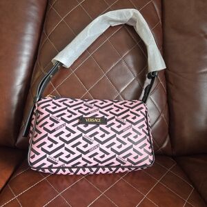 Versace NWT Black and Pink Geometric Shoulder Bag